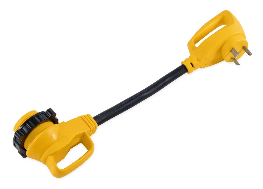 55522 – CAMCO Power Cord Adapter, For Connecting Marine-Style 30 or 50 Amp RV Power Inlet To Standard Power Source 30...